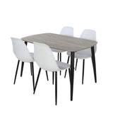 Wooden Dining Table in Grey Sonoma Oak Rectangular With 4 Curve Chairs - Aspen