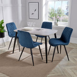 Wooden Dining Table in Grey Sonoma Oak Rectangular With 4 Diamond Stitch Chairs - Aspen