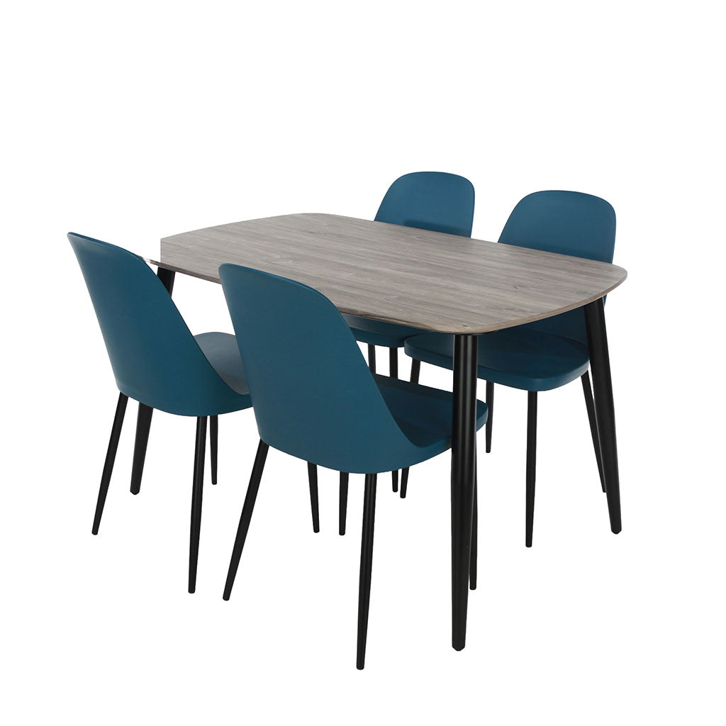 Wooden Dining Table in Grey Sonoma Oak Rectangular With 4 Duo Chairs - Aspen