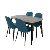 Wooden Dining Table in Grey Sonoma Oak Rectangular With 4 Duo Chairs - Aspen
