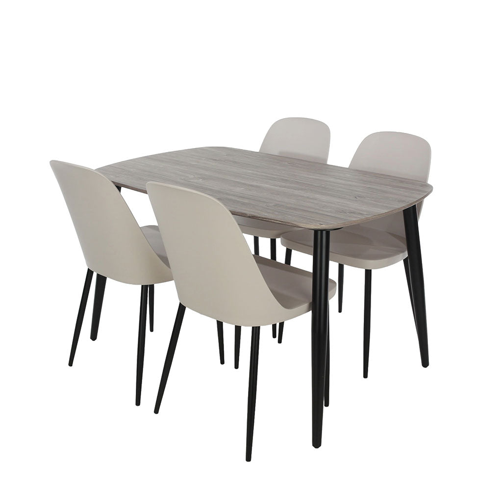 Wooden Dining Table in Grey Sonoma Oak Rectangular With 4 Duo Chairs - Aspen