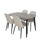 Wooden Dining Table in Grey Sonoma Oak Rectangular With 4 Duo Chairs - Aspen