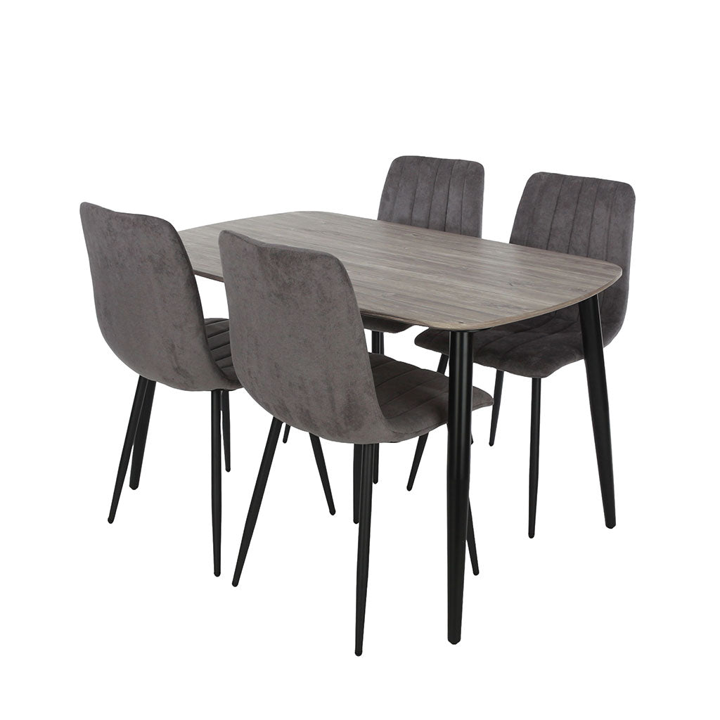 Wooden Dining Table in Grey Sonoma Oak Rectangular With 4 Straight Stitch Chairs - Aspen