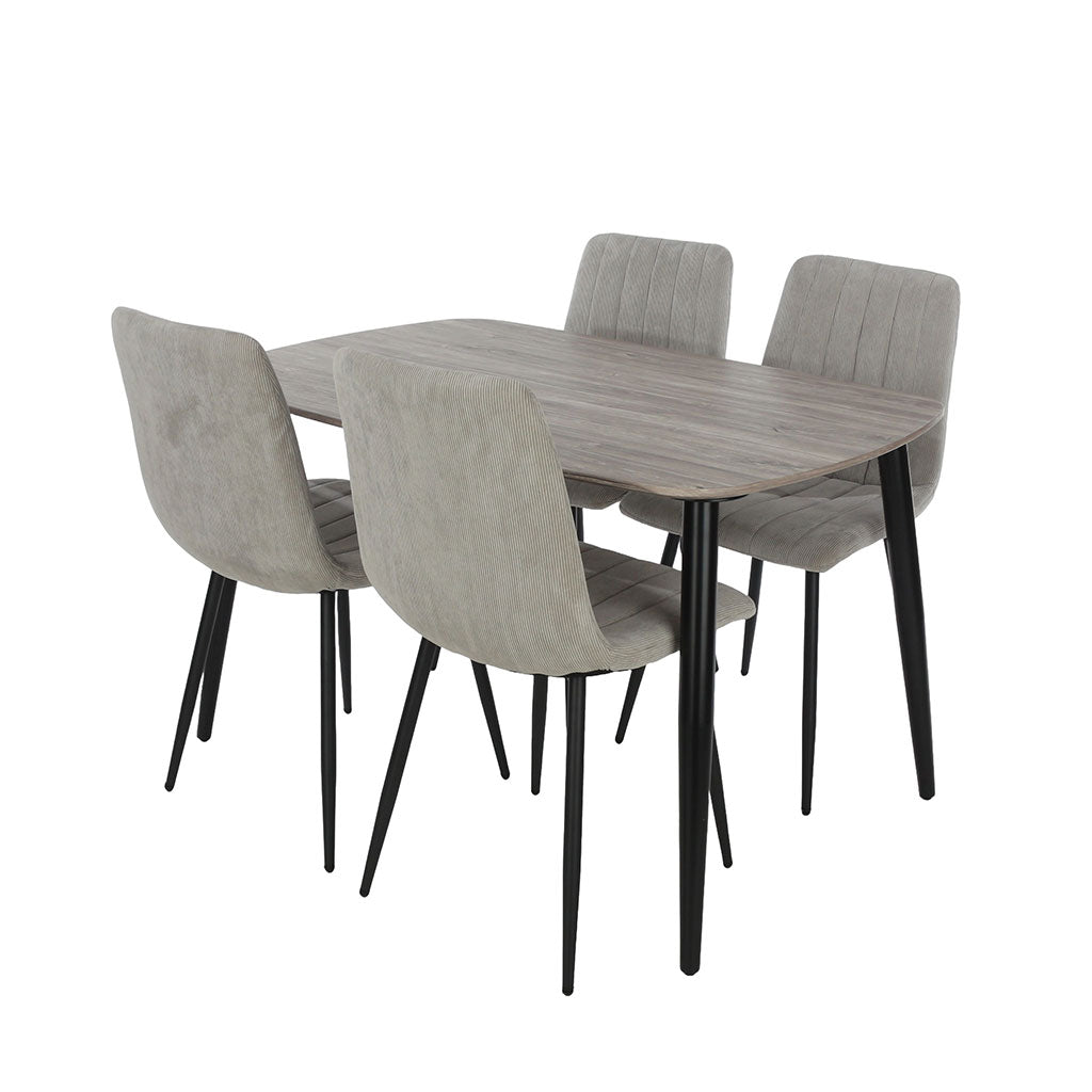 Wooden Dining Table in Grey Sonoma Oak Rectangular With 4 Straight Stitch Chairs - Aspen