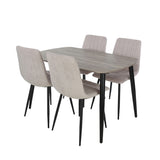Wooden Dining Table in Grey Sonoma Oak Rectangular With 4 Straight Stitch Chairs - Aspen