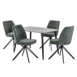 Wooden Dining Table in Grey Sonoma Oak Rectangular With 4 Swivel Chairs - Aspen