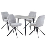 Wooden Dining Table in Grey Sonoma Oak Rectangular With 4 Swivel Chairs - Aspen