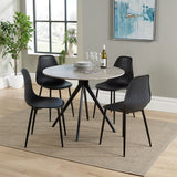 Wooden Dining Table in Grey Sonoma Oak Round With 4 Curve Chairs - Aspen