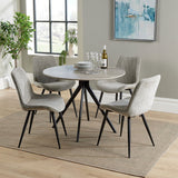 Wooden Dining Table in Grey Sonoma Oak Round With 4 Diamond Stitch Chairs - Aspen