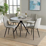Wooden Dining Table in Grey Sonoma Oak Round With 4 Straight Stitch Chairs - Aspen