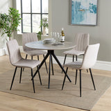 Wooden Dining Table in Grey Sonoma Oak Round With 4 Straight Stitch Chairs - Aspen