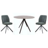 Wooden Dining Table in Grey Sonoma Oak Round With 4 Swivel Chairs - Aspen