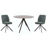 Wooden Dining Table in Grey Sonoma Oak Round With 4 Swivel Chairs - Aspen