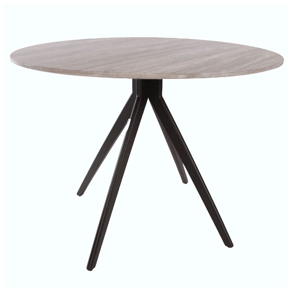 Wooden Dining Table in Grey Sonoma Oak Round With 4 Swivel Chairs - Aspen
