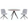 Wooden Dining Table in Grey Sonoma Oak Round With 4 Swivel Chairs - Aspen