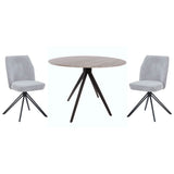 Wooden Dining Table in Grey Sonoma Oak Round With 4 Swivel Chairs - Aspen