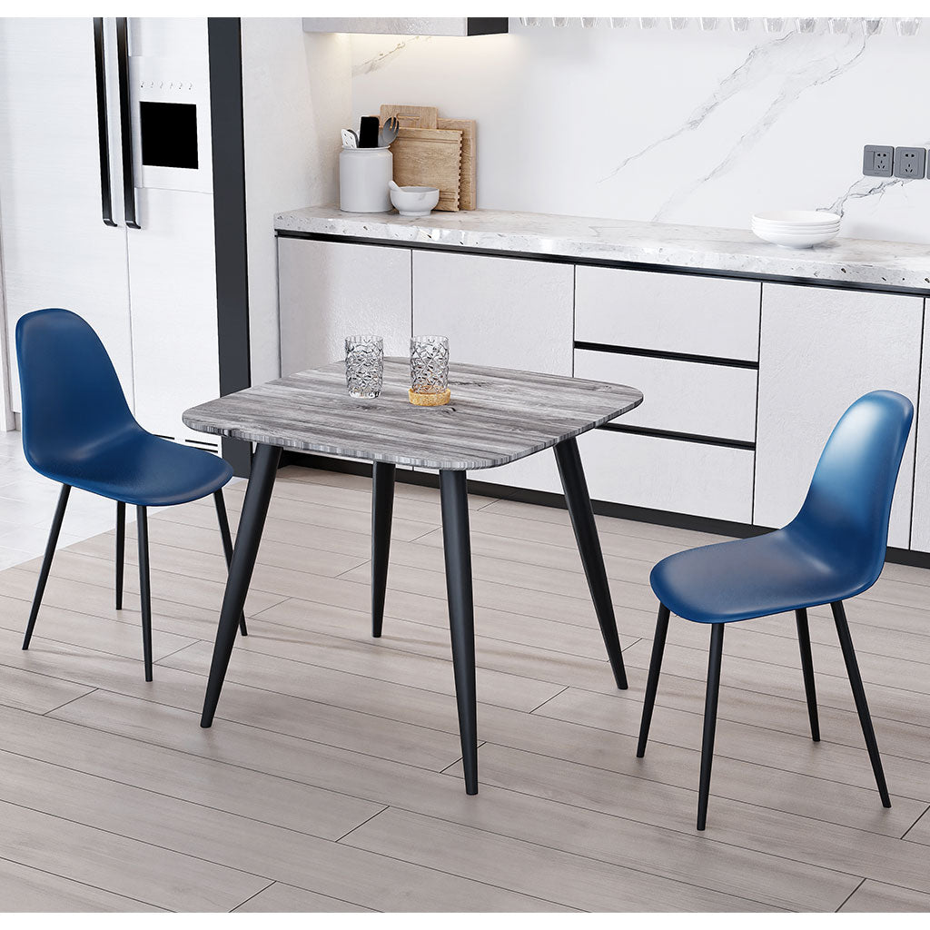 Wooden Dining Table in Grey Sonoma Oak Square With 2 Curve Chairs - Aspen