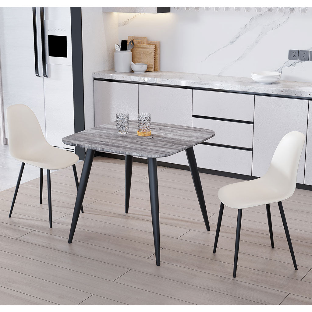 Wooden Dining Table in Grey Sonoma Oak Square With 2 Curve Chairs - Aspen