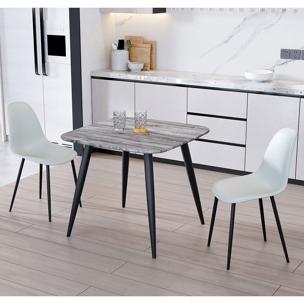 Wooden Dining Table in Grey Sonoma Oak Square With 2 Curve Chairs - Aspen