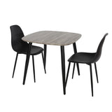 Wooden Dining Table in Grey Sonoma Oak Square With 2 Curve Chairs - Aspen
