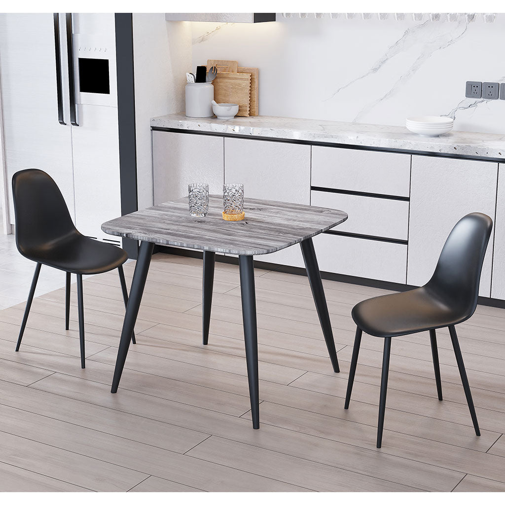 Wooden Dining Table in Grey Sonoma Oak Square With 2 Curve Chairs - Aspen