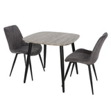 Wooden Dining Table in Grey Sonoma Oak Square With 2 Diamond Stitch Chairs - Aspen