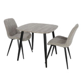 Wooden Dining Table in Grey Sonoma Oak Square With 2 Diamond Stitch Chairs - Aspen