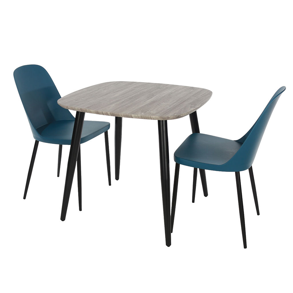 Wooden Dining Table in Grey Sonoma Oak Square With 2 Duo Chairs - Aspen