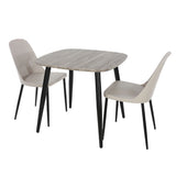 Wooden Dining Table in Grey Sonoma Oak Square With 2 Duo Chairs - Aspen