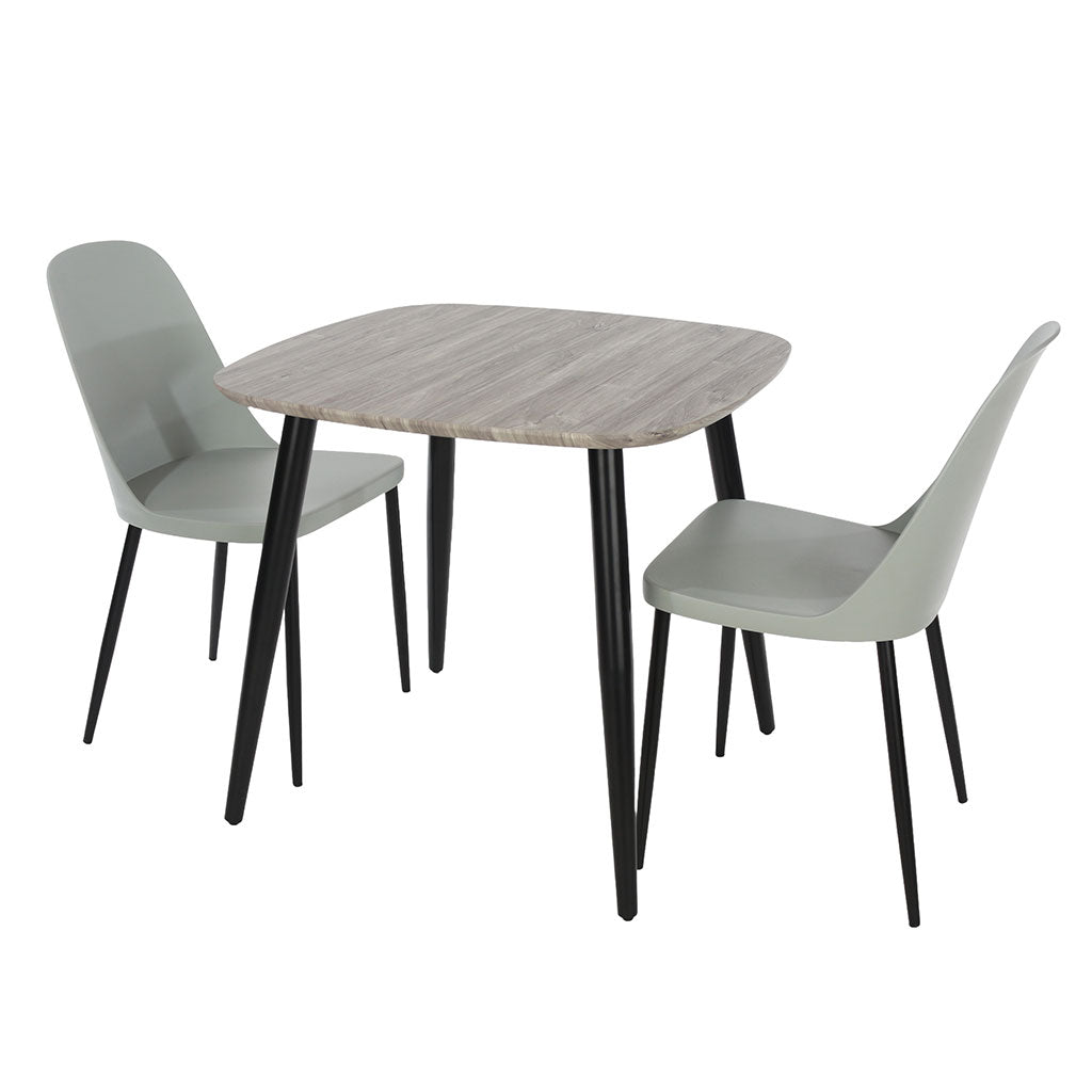 Wooden Dining Table in Grey Sonoma Oak Square With 2 Duo Chairs - Aspen