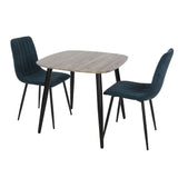 Wooden Dining Table in Grey Sonoma Oak Square With 2 Straight Stitch Chairs - Aspen
