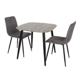 Wooden Dining Table in Grey Sonoma Oak Square With 2 Straight Stitch Chairs - Aspen