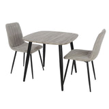 Wooden Dining Table in Grey Sonoma Oak Square With 2 Straight Stitch Chairs - Aspen
