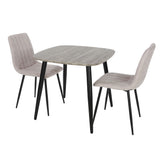 Wooden Dining Table in Grey Sonoma Oak Square With 2 Straight Stitch Chairs - Aspen