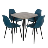 Wooden Dining Table in Grey Sonoma Oak Square With 4 Curve Chairs - Aspen