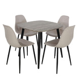 Wooden Dining Table in Grey Sonoma Oak Square With 4 Curve Chairs - Aspen