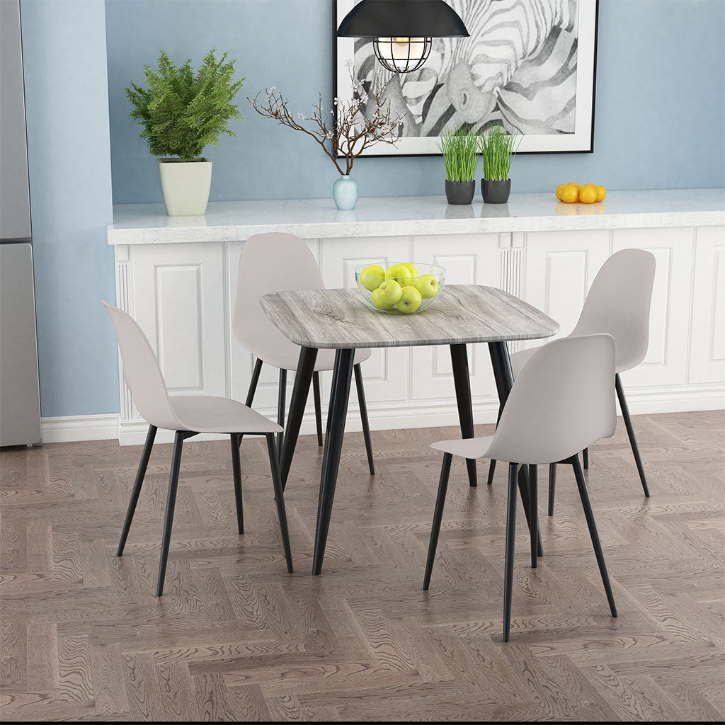 Wooden Dining Table in Grey Sonoma Oak Square With 4 Curve Chairs - Aspen