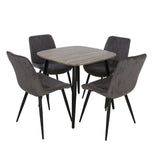 Wooden Dining Table in Grey Sonoma Oak Square With 4 Diamond Stitch Chairs - Aspen