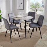Wooden Dining Table in Grey Sonoma Oak Square With 4 Diamond Stitch Chairs - Aspen