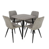 Wooden Dining Table in Grey Sonoma Oak Square With 4 Diamond Stitch Chairs - Aspen