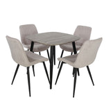Wooden Dining Table in Grey Sonoma Oak Square With 4 Diamond Stitch Chairs - Aspen