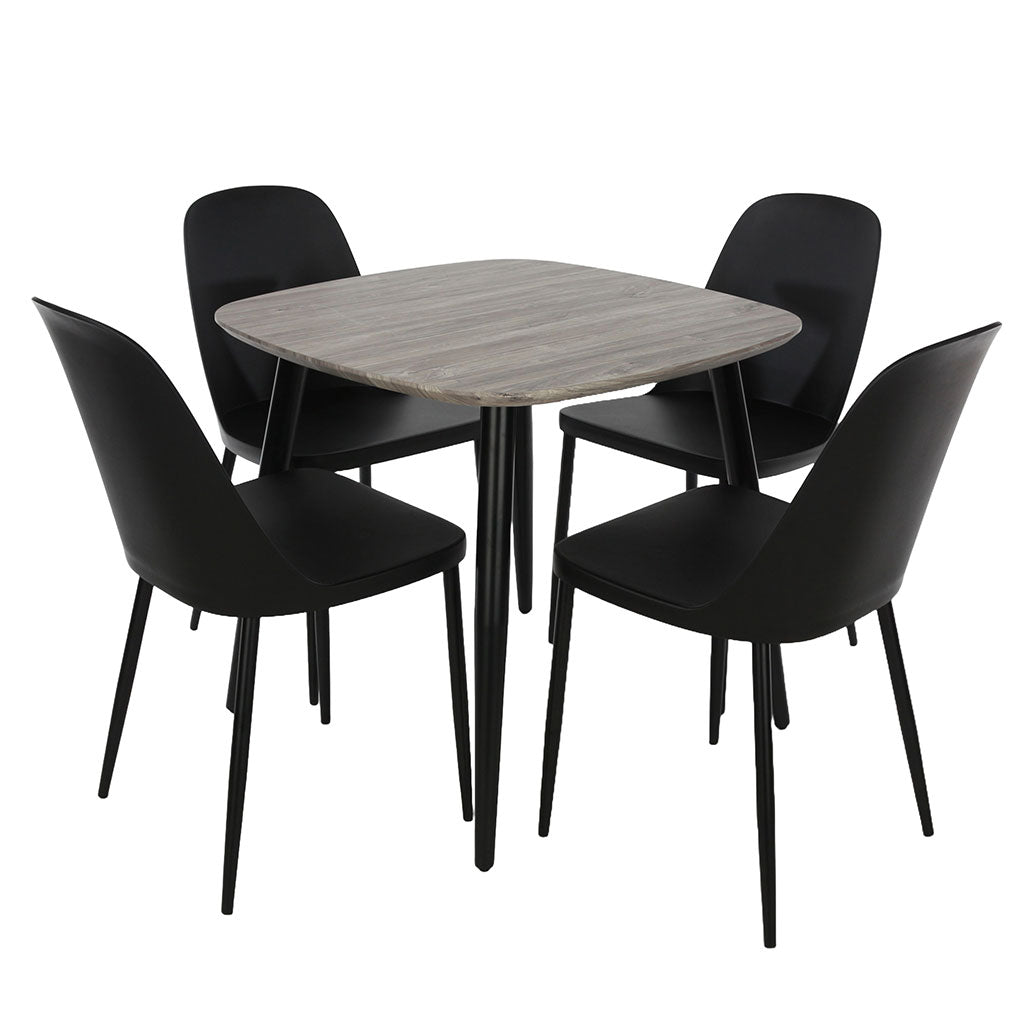 Wooden Dining Table in Grey Sonoma Oak Square With 4 Duo Chairs - Aspen