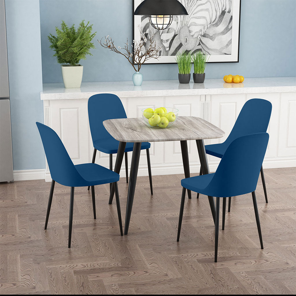 Wooden Dining Table in Grey Sonoma Oak Square With 4 Duo Chairs - Aspen