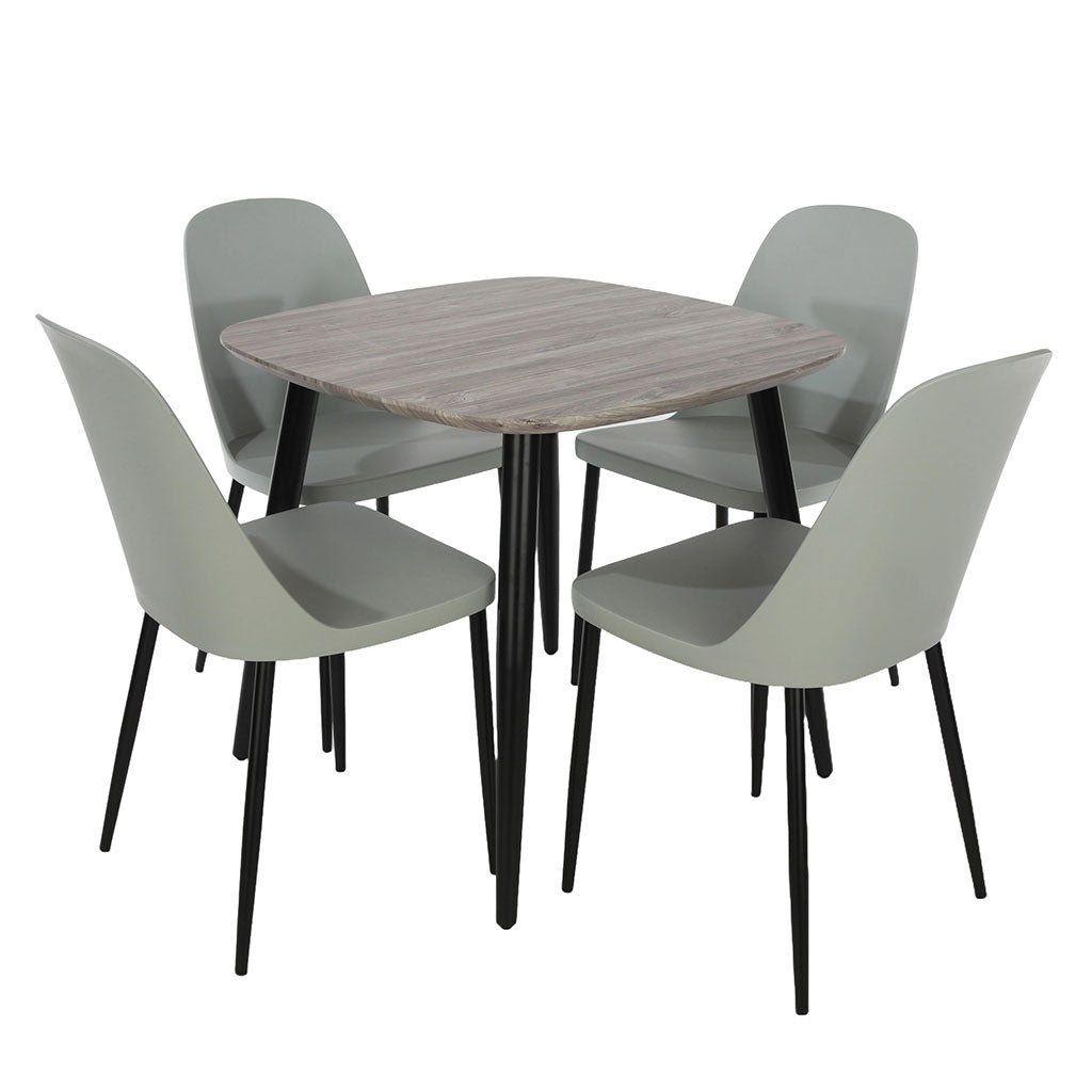 Wooden Dining Table in Grey Sonoma Oak Square With 4 Duo Chairs - Aspen