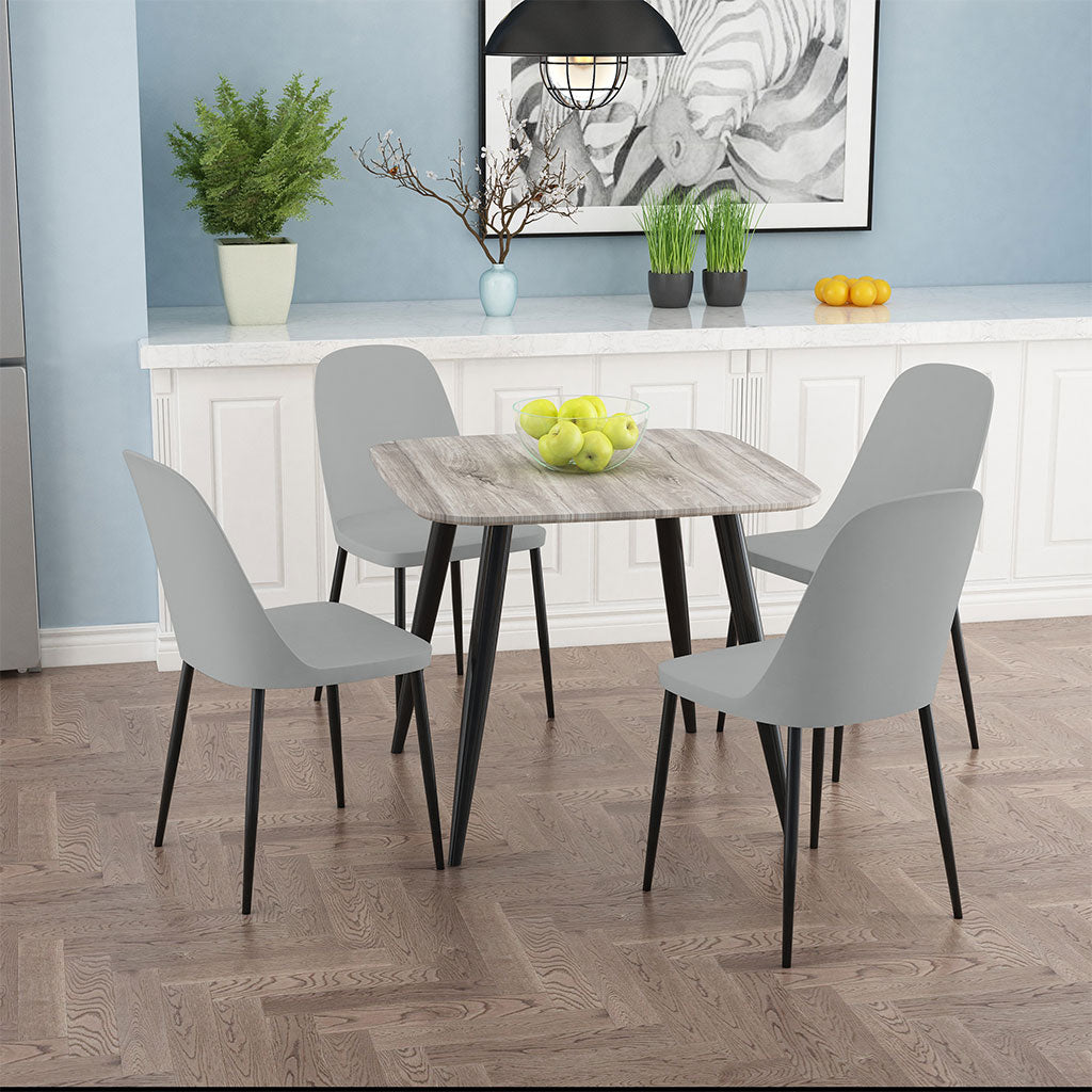 Wooden Dining Table in Grey Sonoma Oak Square With 4 Duo Chairs - Aspen