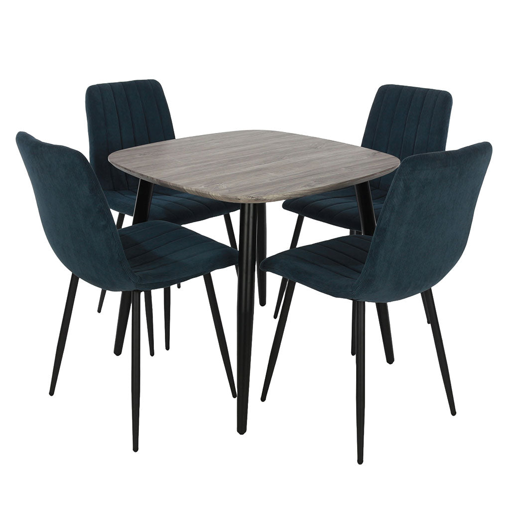 Wooden Dining Table in Grey Sonoma Oak Square With 4 Straight Stitch Chairs - Aspen
