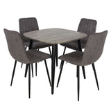 Wooden Dining Table in Grey Sonoma Oak Square With 4 Straight Stitch Chairs - Aspen