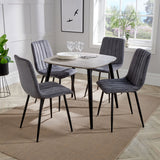 Wooden Dining Table in Grey Sonoma Oak Square With 4 Straight Stitch Chairs - Aspen