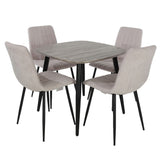 Wooden Dining Table in Grey Sonoma Oak Square With 4 Straight Stitch Chairs - Aspen