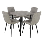 Wooden Dining Table in Grey Sonoma Oak Square With 4 Straight Stitch Chairs - Aspen